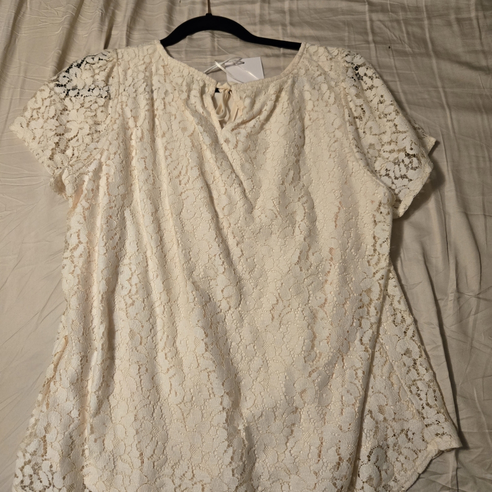 LC Lauren Conrad Cream Lace Blouse - Picture 2 of 3
